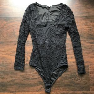 Long sleeve black lace body suit
